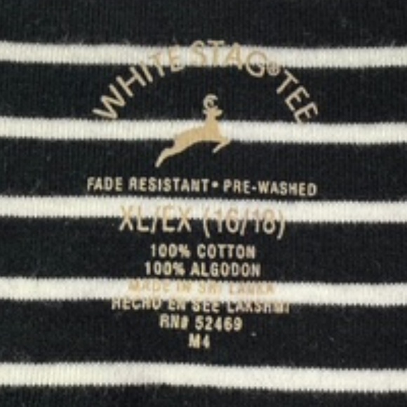 White Stag Horizontal Stripe Faux Undershirt Short Sleeve Tee Size XL (16-18) - Picture 6 of 7